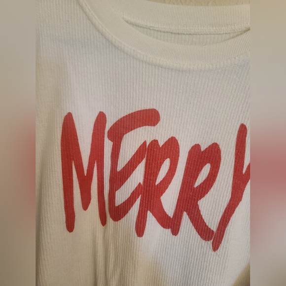 "Merry" cream corded Christmas top sz 2XL - Picture 4 of 6